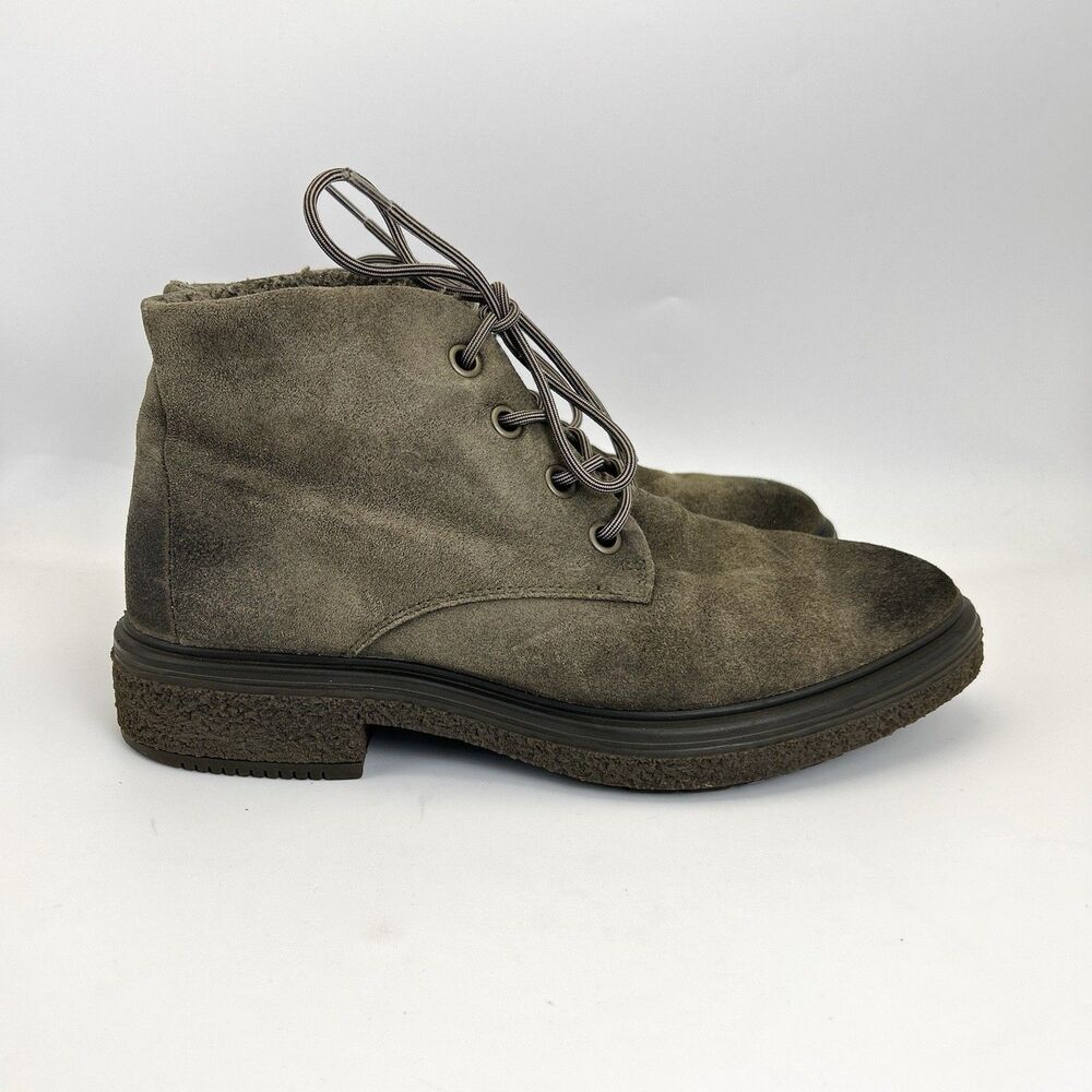 Ecco Crepetray Hybrid Boots Womens Sz 10 EU 41 Olive Green Suede Crepe Soles